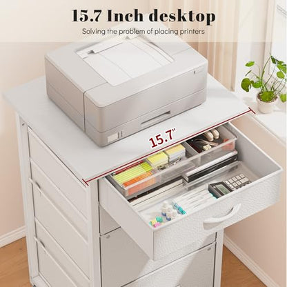 DurayLoly 4-Drawer Rolling File Cabinet Fits A4 Letter Size For Home Office | Printer Stand With Stable Frame, Large Capacity, Easy To Move And Assemble With Lockable Casters, White - color: White