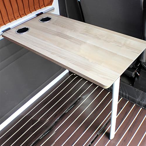 Oak Folding Wall-Mounted Dining Table, 15x31in, White Steel Brackets, Adjustable Height, Space-Saving Design, Durable Construction, Ideal for RV, Home Office, Bedroom or Kitchen