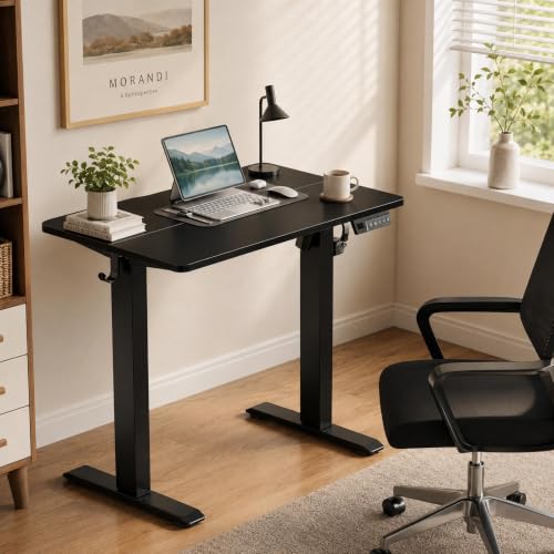 Claiks Electric Standing Desk, 32x19 Inch, Height Adjustable, Dark Black - color: Dark Black, size: 32 Inch