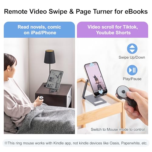 SANWA 3 in 1 Bluetooth Finger Ring Mouse, Wireless Presentation Clicker, Video Scroller & Page Turn for Kindle APP, Mini Wearable Mouse, Rechargeable Handheld Remote Mice for PC, Laptop, Mac, Tablet - style: Finger Ring Mouse