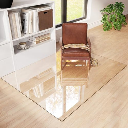 Tempered Glass Chair Mat for Carpet 58"x44", Floor Protector | Ultra Clear Office Chair Mat for Hardwood Floors & Carpets, Heavy Duty 0.2" Scratch-Resistant Surface with Non-Slip Pads - size: 58"x44"