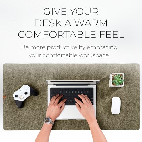 Nordik Felt Desk Mat - Large Felt Desk Pad - Timber Moss Green 35 x 17 in | Premium Desk Matt for Desktop, Full Desk Keyboard Mouse Pad, High Quality Felt and Non-Slip Rubber Liner for Home and Office - color: Timber Moss