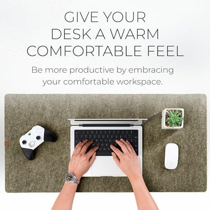 Nordik Felt Desk Mat - Large Felt Desk Pad - Timber Moss Green 35 x 17 in | Premium Desk Matt for Desktop, Full Desk Keyboard Mouse Pad, High Quality Felt and Non-Slip Rubber Liner for Home and Office - color: Timber Moss