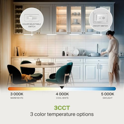 ASD LED Under Cabinet Lighting, 18 inch 8W 715 LM, Dimmable Hardwired Under Cabinet Lights for Kitchen, 3000K Soft/4000K Cool/5000K Daylight, Under Counter Light Fixtures, ETL, White, 20 Pack - color: 18 Inch White, size: 20 Pack