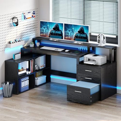 YITAHOME L Shaped Desk with 3 Drawers