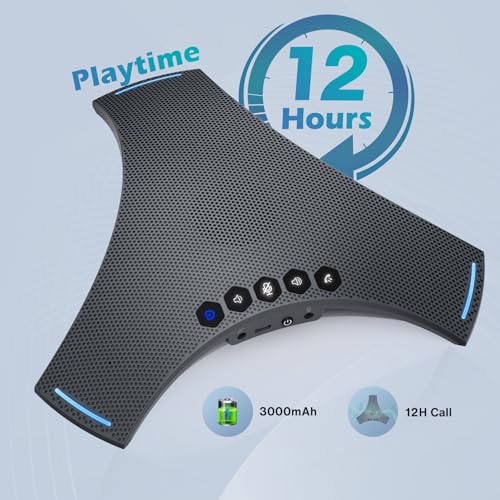 Conference Speaker and Microphone - Bluetooth Speakerphone with Daisy Chain, 360° Omnidirectional Voice Pickup, Echo & Noise Cancellation, Support Wireless Dongle, USB Connection, for Meeting Room