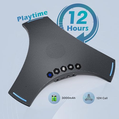 Conference Speaker and Microphone - Bluetooth Speakerphone with Daisy Chain, 360° Omnidirectional Voice Pickup, Echo & Noise Cancellation, Support Wireless Dongle, USB Connection, for Meeting Room