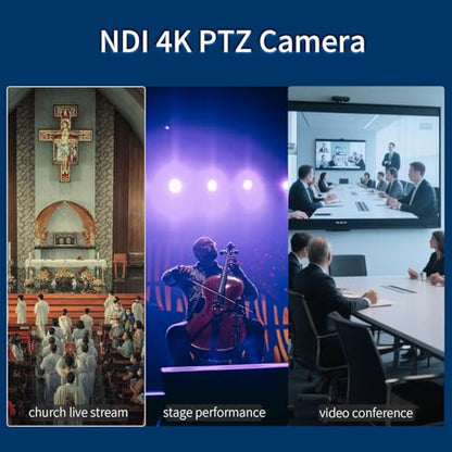 4K NDI Camera with AI Auto Tracking 21X Optical Zoom HDMI/SDI/USB 3.0/PoE/IP PTZ Camera 4K for Church Worship, Live Events, Video Conferencing (OBS, vMix, Zoom, Teams) - color: Charcoal Gray
