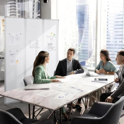 MAKELLO Office Partition 71"x71", Cubicle Room Divider on Wheel, Whiteboard | 3 Panel Foldable Privacy Panel, Writing, Sound Proof, Strong Magnetic, Freestanding, Room Partition for Office, Home, School - color: Whiteboard