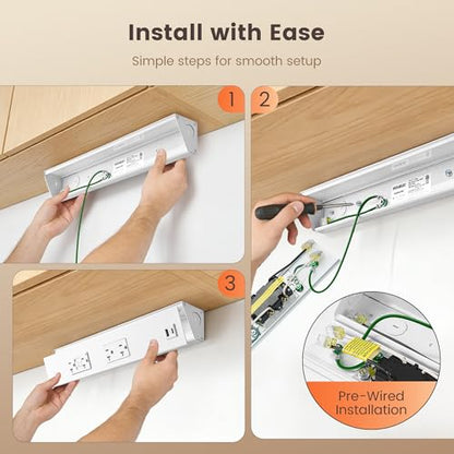 SURAIELEC 16 in Under Cabinet Hardwired Power Strip with GFCI Outlet - color: White, size: 1 Pack
