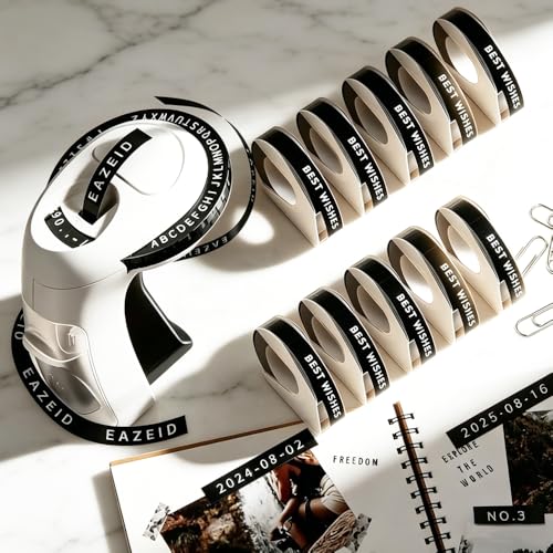 3D Vintage Embossing Label Maker Machine with 10 Rolls Tapes, Omega S Handheld Portable Inkless Embosser Label Printer for Home, Office, DIY&Craft, White & Black