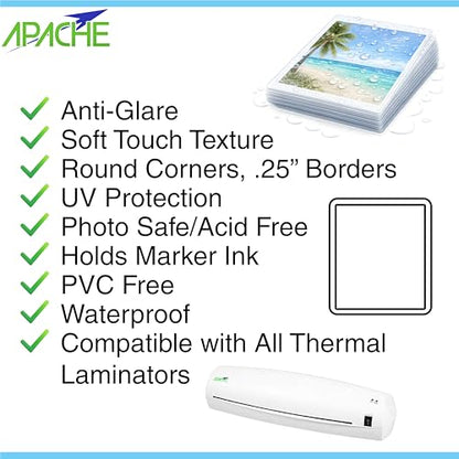 Apache Letter Size Finesse Laminating Pouches, 5 Mil, 15 Pack, Satin Soft Touch Matte-Like Finish, Holds 8.5x11 Inch Projects (9x11.5" Pouch Size), Thermal Laminator Laminating Sheets, Specialty Line - size: LETTER FINESSE 5mil 15 Pack Specialty