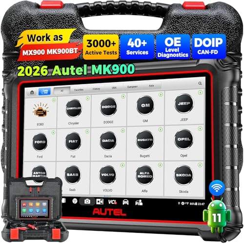 Autel Scanner MaxiCOM MK900: 3000+ Active Tests 40+ Service as MK900-BT | 8 in Up of MK808S MK808BT Pro MX808S, 2026 Bidirectional Diagnostic Tool as MX900 MK900BT, All System, CAN-FD&DOIP, FCA SGW