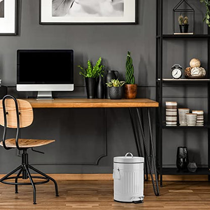Autumn Alley White Farmhouse Bathroom Trash Can with Lid, Step, 1.3 Gal - color: White, style: 1 Pack (Trash Can Only)