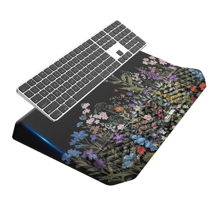 2-in-1 Ergonomic Keyboard Stand with Wrist Rest, Flower - color: Black Flower