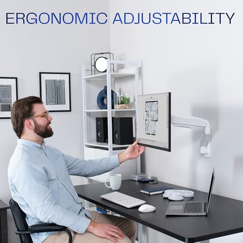 VIVO Single Monitor Counterbalance Wall Mount for 32 inch Screens up to 19.8 lbs, Full Motion, Max VESA 100x100, White, MOUNT-V001GW