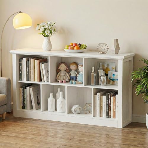 Unikito Cube Storage Organizer, Open Cube Bookshelf with Base, Warm White - color: Warm White, size: 7 Cube (47.2"W x 26"H)