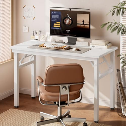 DlandHome 35.8 Inch Small Folding Computer Desk for Home Office, White - color: White + White, size: 35.8 Inches