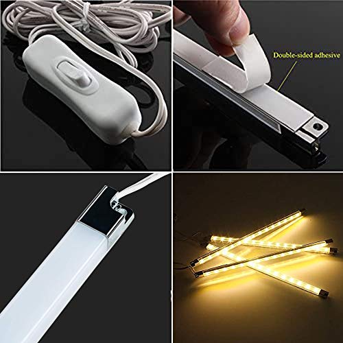 Premium LED Light Strips Kit: 6 x 12 Linkable Bars + Rocker Switch for Warm White Ambient Lighting in Cabinets, Closets, Shelf, Display Case, Showcase Lighting, 3000K Warm White | Ultra Slim Shelf Lighting for Kitchen Cupboard Showcase Display Case Counte