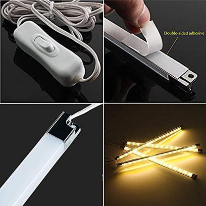 Premium LED Light Strips Kit: 6 x 12 Linkable Bars + Rocker Switch for Warm White Ambient Lighting in Cabinets, Closets, Shelf, Display Case, Showcase Lighting, 3000K Warm White | Ultra Slim Shelf Lighting for Kitchen Cupboard Showcase Display Case Counte