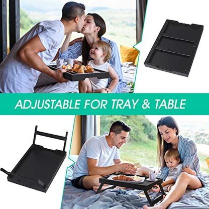 Artmeer FSC 100% Bamboo Bed Tray with Folding Legs, Medium, Black | FSC 100% bamboo bed tray with folding legs, handles and raised edges for meals, laptops, reading and serving in bed. - color: Black, size: Medium