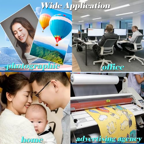 INTBUYING BOPP 656FT x 17.3IN Glossy Thermal Roll Laminating Film for A2 Laminating Machine Hot Roll Laminating Film Compatible Paper PVC PET Film Aluminum Sheet