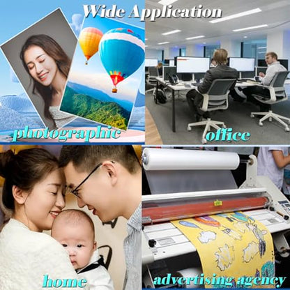 INTBUYING BOPP 656FT x 17.3IN Glossy Thermal Roll Laminating Film for A2 Laminating Machine Hot Roll Laminating Film Compatible Paper PVC PET Film Aluminum Sheet