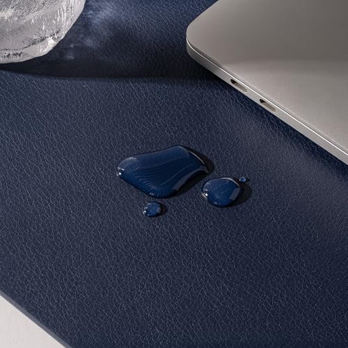 Nekmit Leather Desk Blotter Pad 36 x 20 Inches, Flat, Non-Slip, Waterproof, Blue - color: Blue, size: 36" x 20"