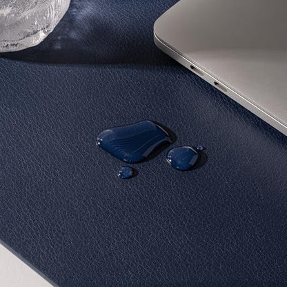Nekmit Leather Desk Blotter Pad 36 x 20 Inches, Flat, Non-Slip, Waterproof, Blue - color: Blue, size: 36" x 20"