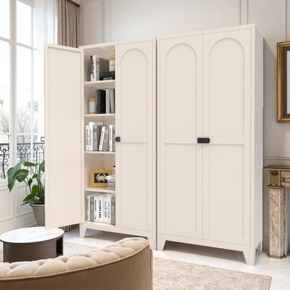 71'' Tall Metal Garage Storage Cabinet with Doors (Beige) | Cabinets Adjustable Shelves,Heavy Duty Steel Pantry File Cabinet for Home Office, Kitchen ,School, Utility - color: 71''beige