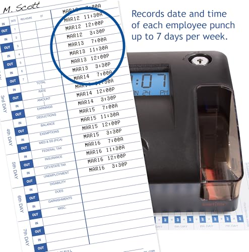 Pyramid Time Systems - 3600SS Dual Function Time Clock and Document Stamp | With SmartSite LED Alignment and Tri-View Window, Includes 25 Time Cards, Ribbon, 2 Security Keys - size: 5.47 x 6.5 Inch, style: Smart Site Alignment