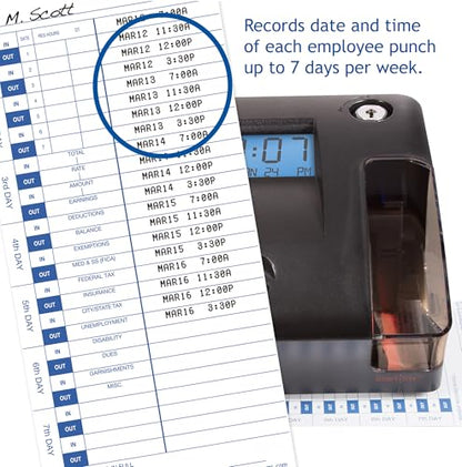 Pyramid Time Systems - 3600SS Dual Function Time Clock and Document Stamp | With SmartSite LED Alignment and Tri-View Window, Includes 25 Time Cards, Ribbon, 2 Security Keys - size: 5.47 x 6.5 Inch, style: Smart Site Alignment