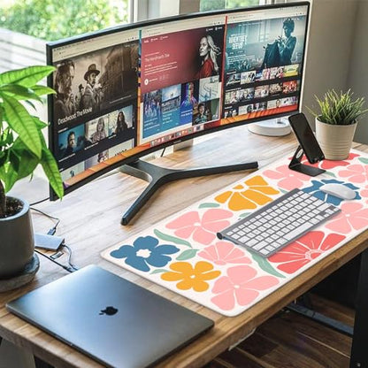 iCasso Desk Mat, Desk Matt for Desktop, Cute Desk Pad Mat, Colorful Flower - color: Colorful Flower