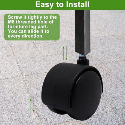 Plastic Caster Wheels 2 Inch, M8 Threaded Swivel Casters Set of 4, Black Nylon Replacement Casters Wheels for Furniture Table Cabinet Office Chair - style: 2 Inch-Threaded Stem