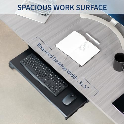 VIVO Large Height Adjustable Under Desk Keyboard Tray, 27 x 11 inch Slide-Out Platform Computer Drawer for Typing, Black, MOUNT-KB27HB