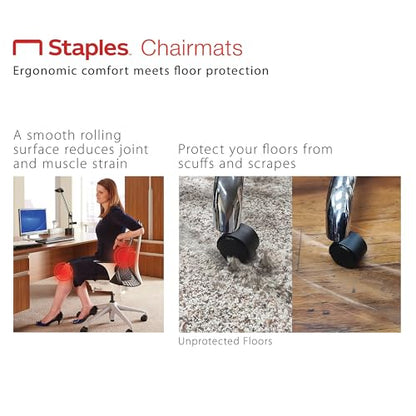 Staples Office Chair Mat, Clear Floor Mats, Hard Floors, Textured Underside, 60 x 46 Inch, Smooth Glide - size: 46'' x 60'', style: Hard Floor