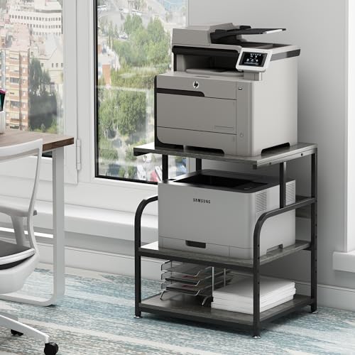 Fannova Gray Printer Stand, 23.6"x18.9" Large Printer Table with Storage - color: Gray, size: 23.6"W x 18.9"D x 30"H