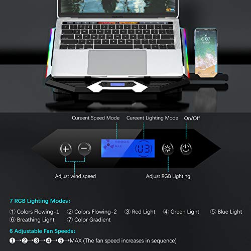 TopMate C11 Laptop Cooling Pad RGB Gaming Notebook Cooler, Laptop Fan Stand
