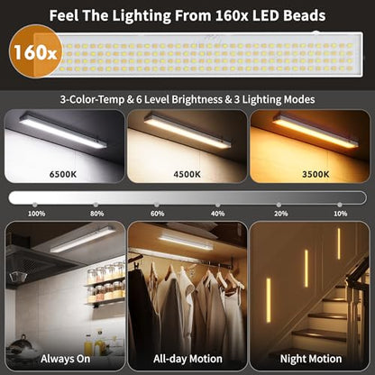 12" Under Cabinet Lights Wireless Rechargeable, Motion Sensor, 1Pack, White - color: White, size: 1Pack