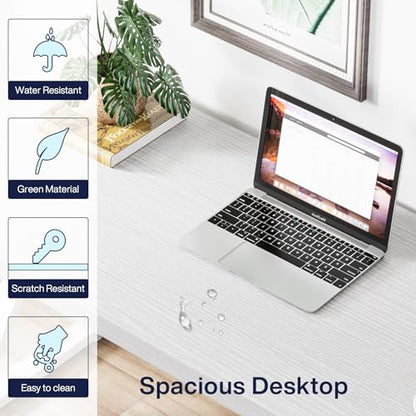 Tribesigns Writing Computer Desk, 55 inch Heavy Duty Study Desk with Z-Shaped Metal Leg, Modern Simple Home Office Computer Desk, White - color: White