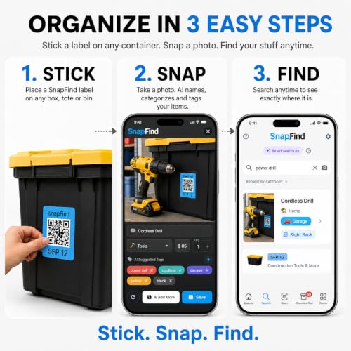 QR Code Labels for Storage Bins & Moving, 48 White Smart Labels - color: White
