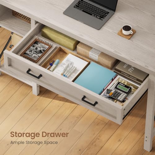SEDETA 40" Farmhouse Small Desk with Drawers for Small Space,Mahogany Grey - color: Mahogany Grey