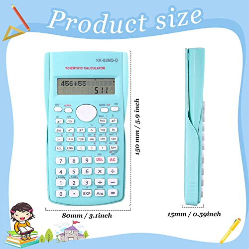 8 Pieces 2 Line LCD Engineering Scientific Calculator Non Graphing Scientific Calculator for Engineering Students Function Calculators for School Financial Business Office, Pink, Blue, Green, White