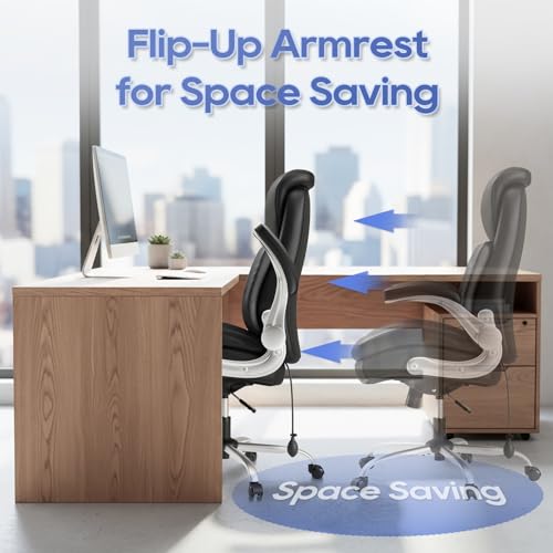MALOL Office Chair Big and Tall- High Back Executive Office Chair- Ergonomic Home Computer Desk Chair with Padded Flip-up Arms, Adjustable Lumbar Support, Wide & Thick Seat for Adult-Black - color: Black