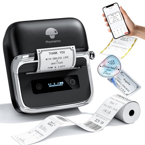 Phomemo M250 3 Inch Label Maker Machine with 100 Labels, 40x30mm | 2026 Upgrade Portable Barcode Label Printer for Business, Home, Logo Label, Thermal Address Label Maker - color: Black