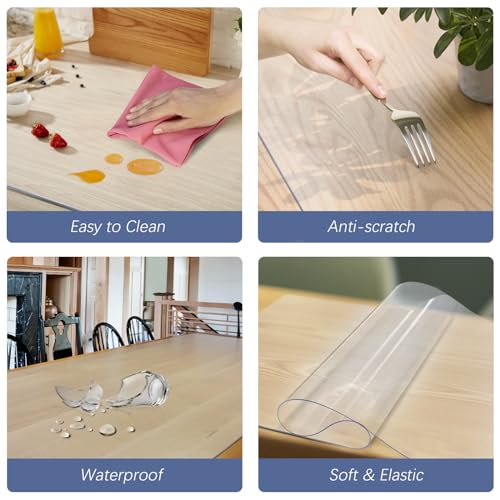 Vicwe Clear Table Cover Protector, 30x48 Inch Single-Sided Frosted Desk Mat - color: Frosted 1.5mm, size: 30" x 48" (Rectangular)