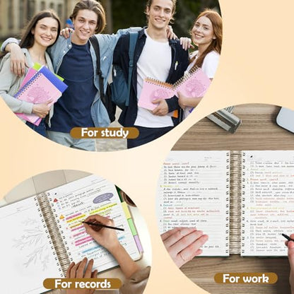 QIYVLOS Hardcover Spiral Notebook, B5 Journal with Removable Dividers Tabs, 5 Subject Notebook College Ruled, 320 Pages 8"x10" Leather Notebooks for Work School Study, Lined Journal for Women, Pink - color: B5/Pink