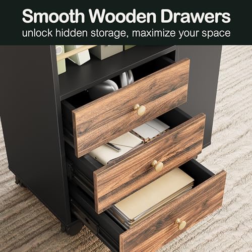 ModernMate 20" Mobile File Cabinet with 3 Drawers & Lockable Wheels
