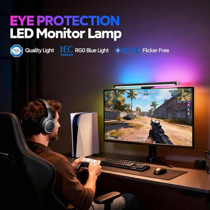 LYMAX Monitor Light Bar & RGB Monitor Light Bar, Eye-Care USB Computer Lamp Dimmable Screen Light Bar, Fit for All Monitor with Wireless Controller, Backlight, No Screen Glare for Home Office