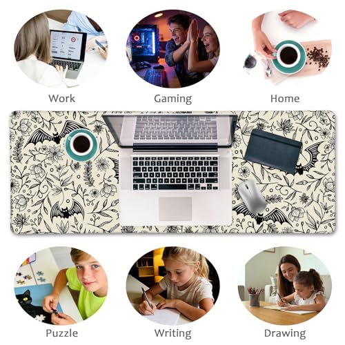 LIMKRIAN Bat Mouse Pad, Large Gaming Desk Mat, 31.5 x 11.8 in Gothic Decor - color: Bat
